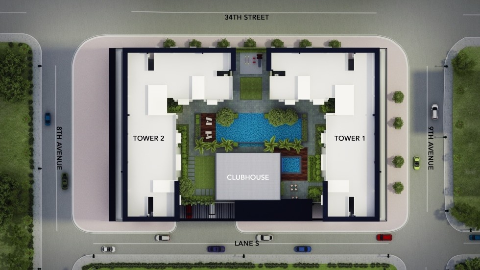 Avida Towers Turf Amenities Top View