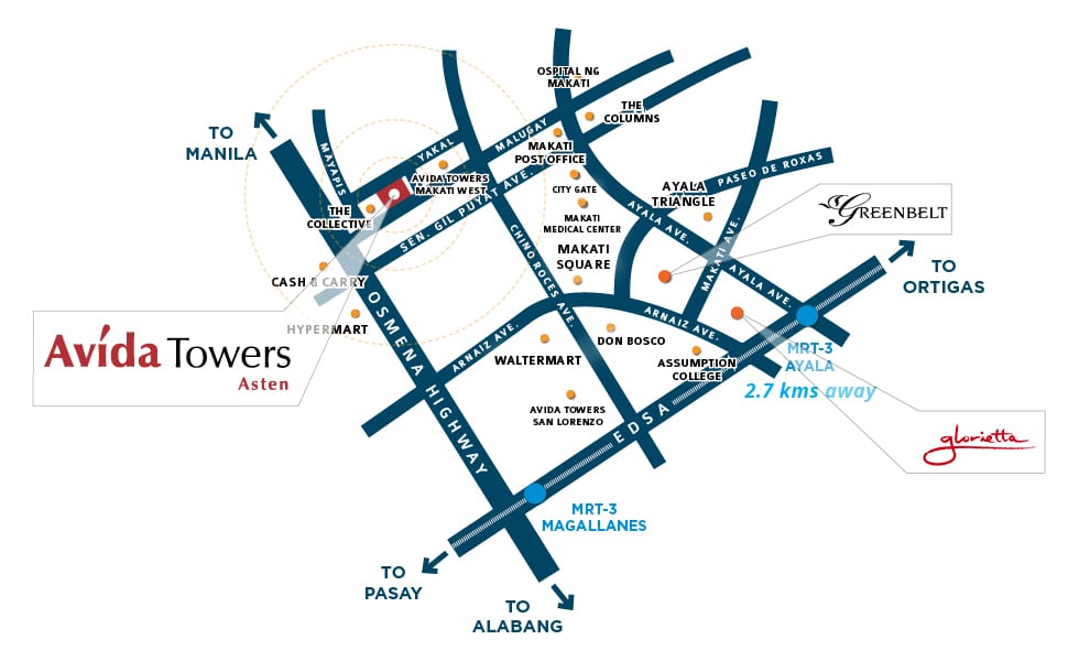 Avida Towers Asten Vicinity Map