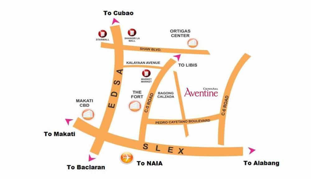 Aventine Crown Asia Location and Vicinity Map