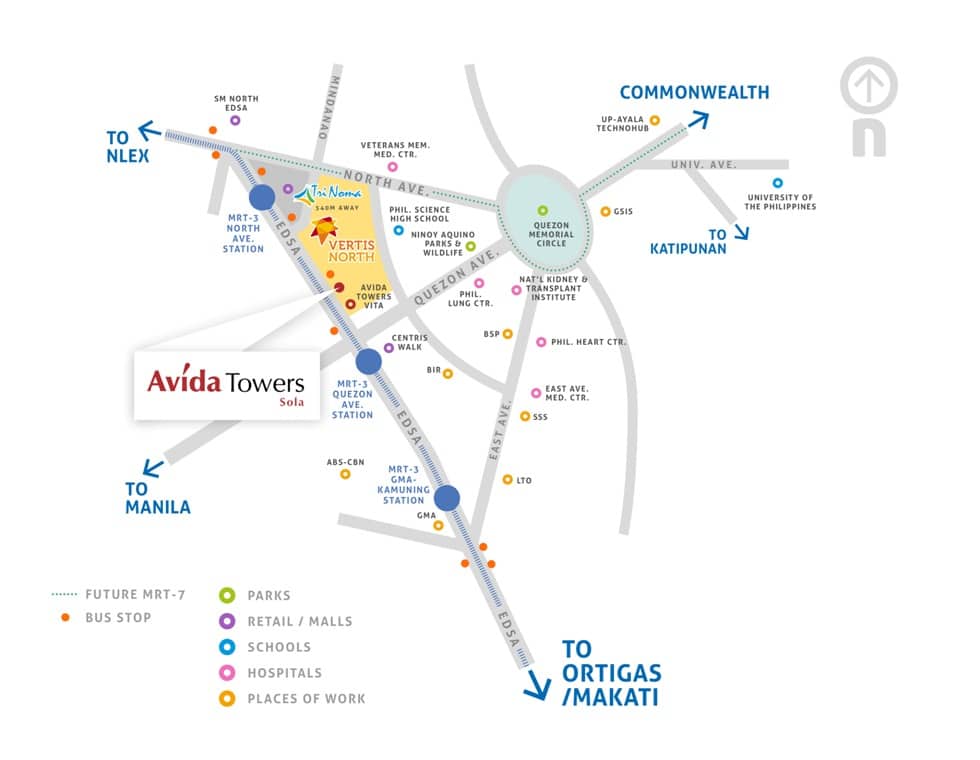 Avida Towers Sola Vicinity Map