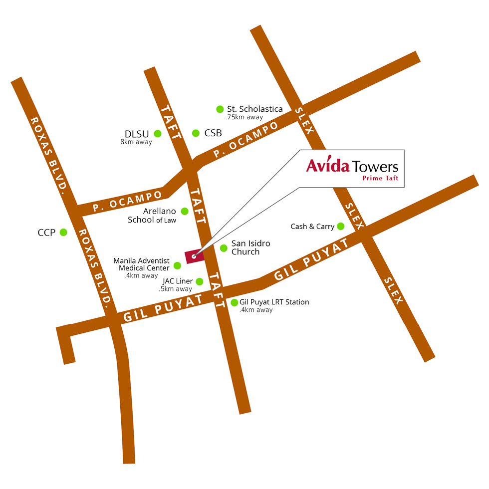 Avida Towers Prime Taft Location And Vicinity