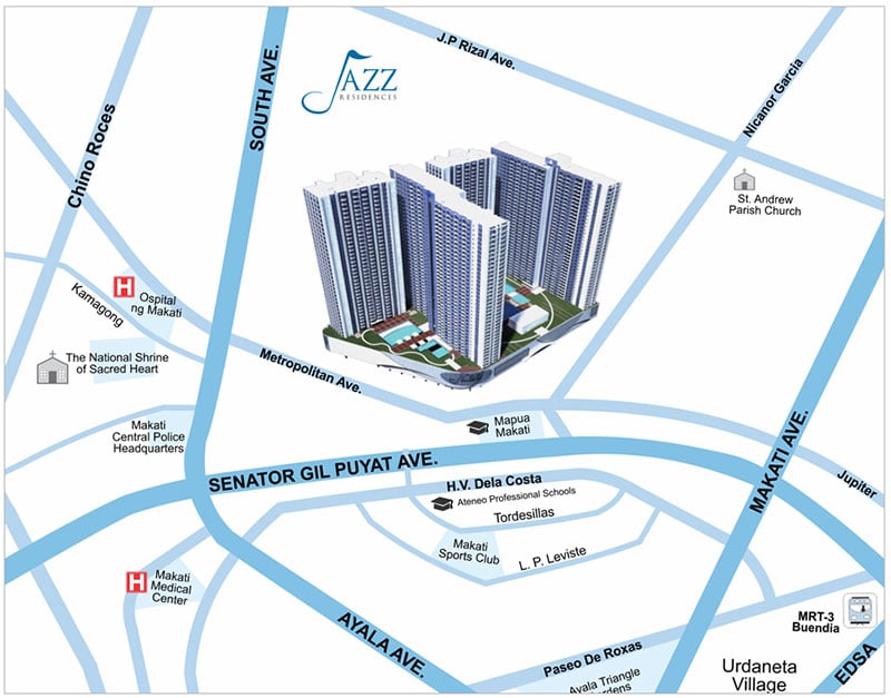 Jazz Residences Rent to Own Makati Condo Location and Vicinity