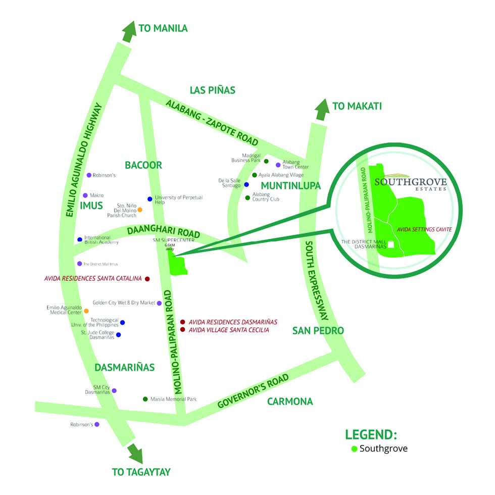 Souhgrove Estates Location and Vicinity