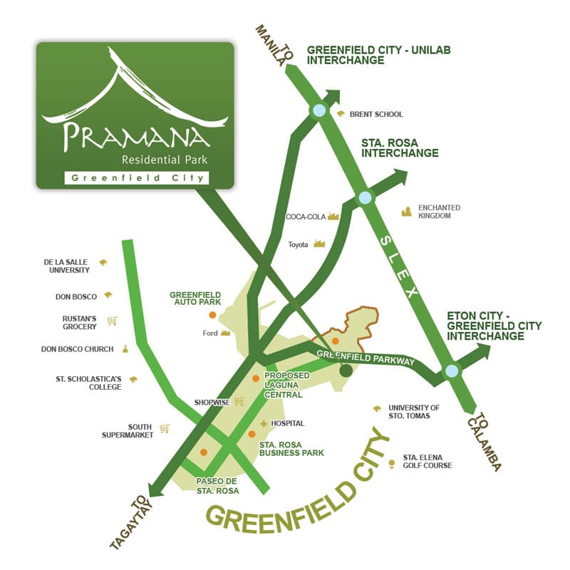 Pramana Sta Rosa location and vicinity at Greenfield City