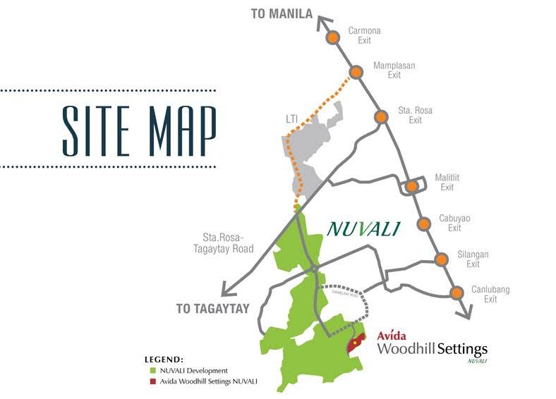 Pre Selling Nuvali House and Lots - Avida Woodhill Settings Location Map