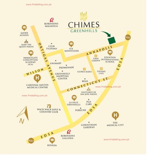 Chimes Greenhills Condo Location and Vicinity