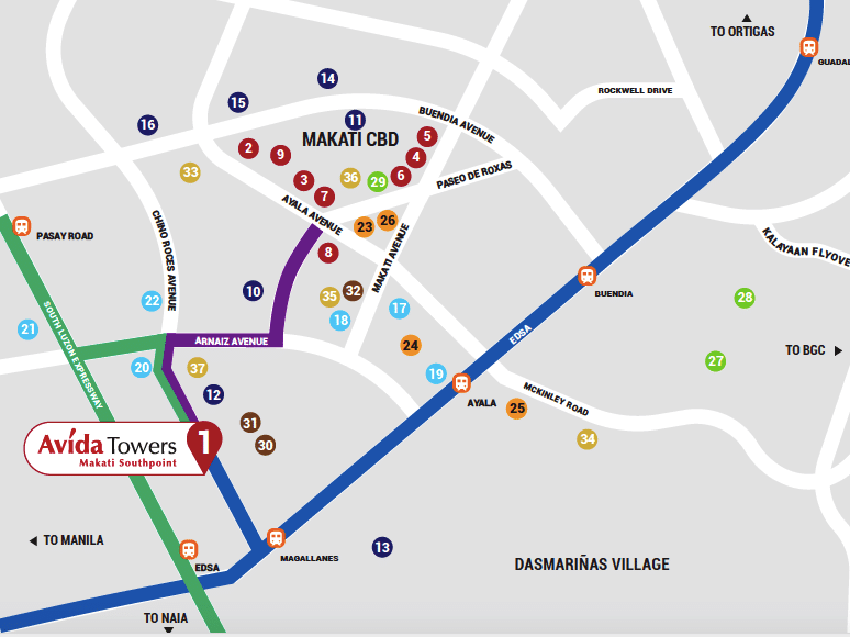 Avida Towers Makati Southpoint Location and Vicinity