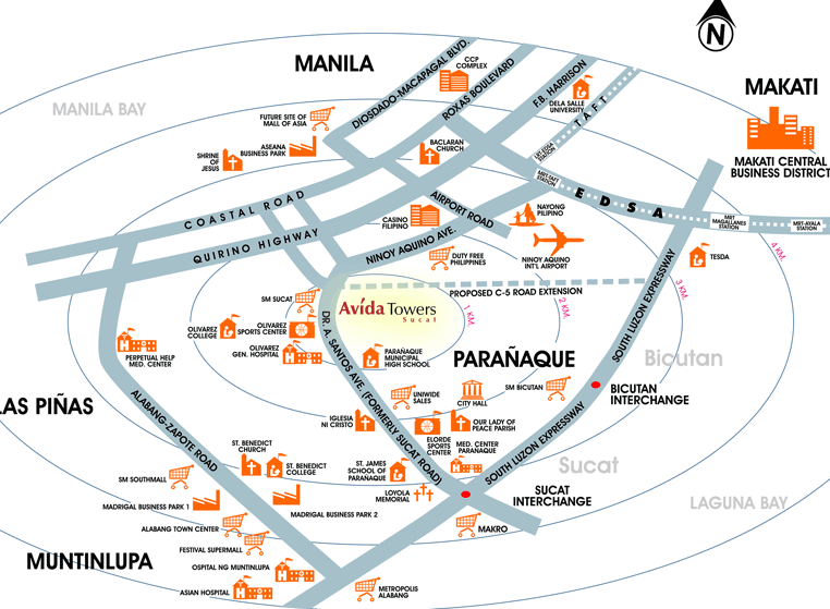 Avida Towers Sucat Location and Vicinity Map