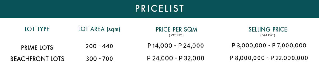 Playa Laiya Pricelist