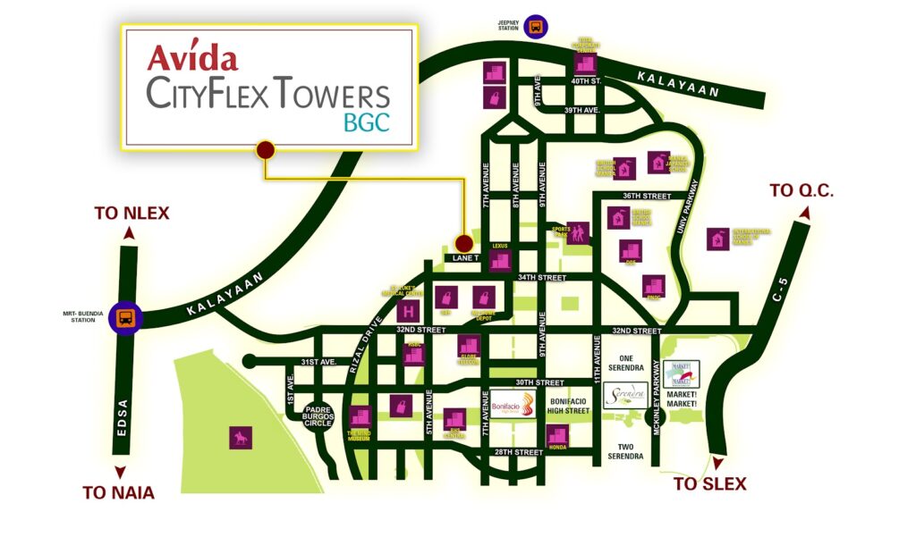 Avida Cityflex Towers Location and Vicinity