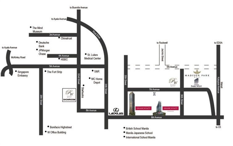 Grand Hyatt Residences South Tower Location and Vicinity