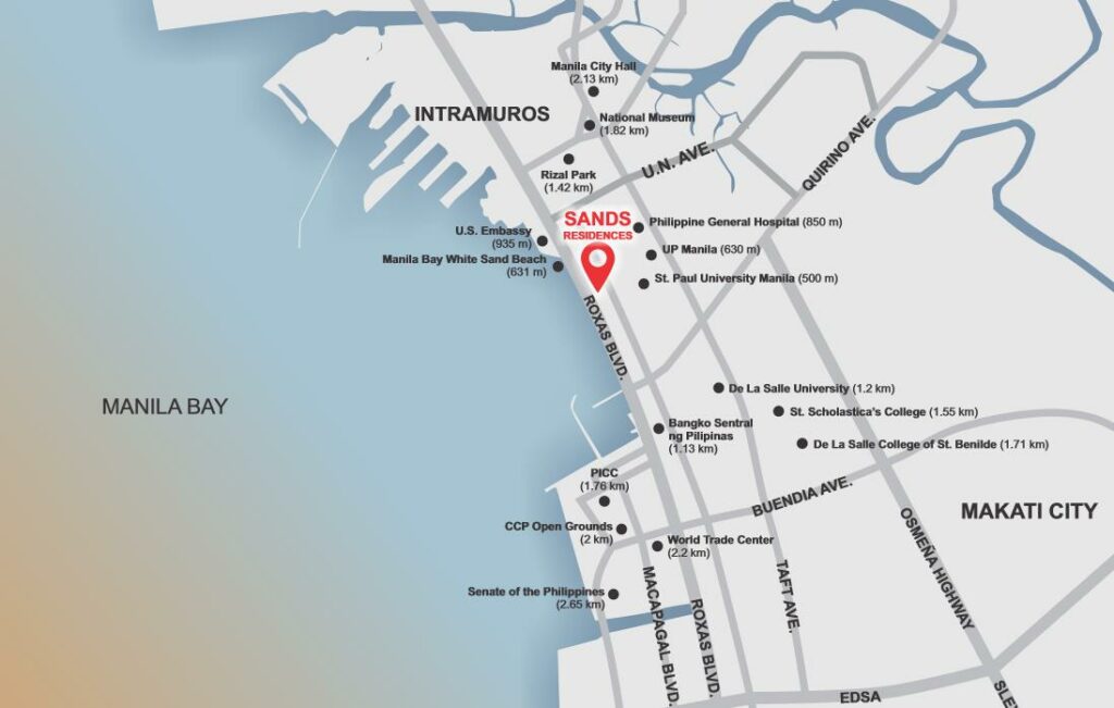 Sands Residences Roxas Blvd condo Location and Vicinity