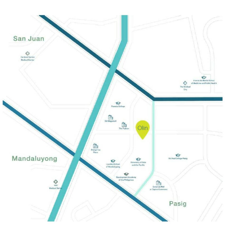 Olin Ortigas Center condo location and vicinity map