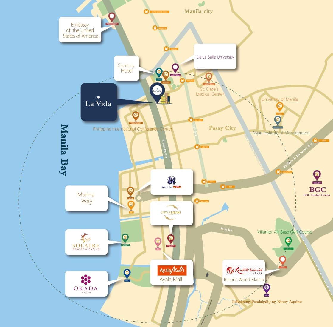 La Vida Pasay Manila Bay condo location and vicinity